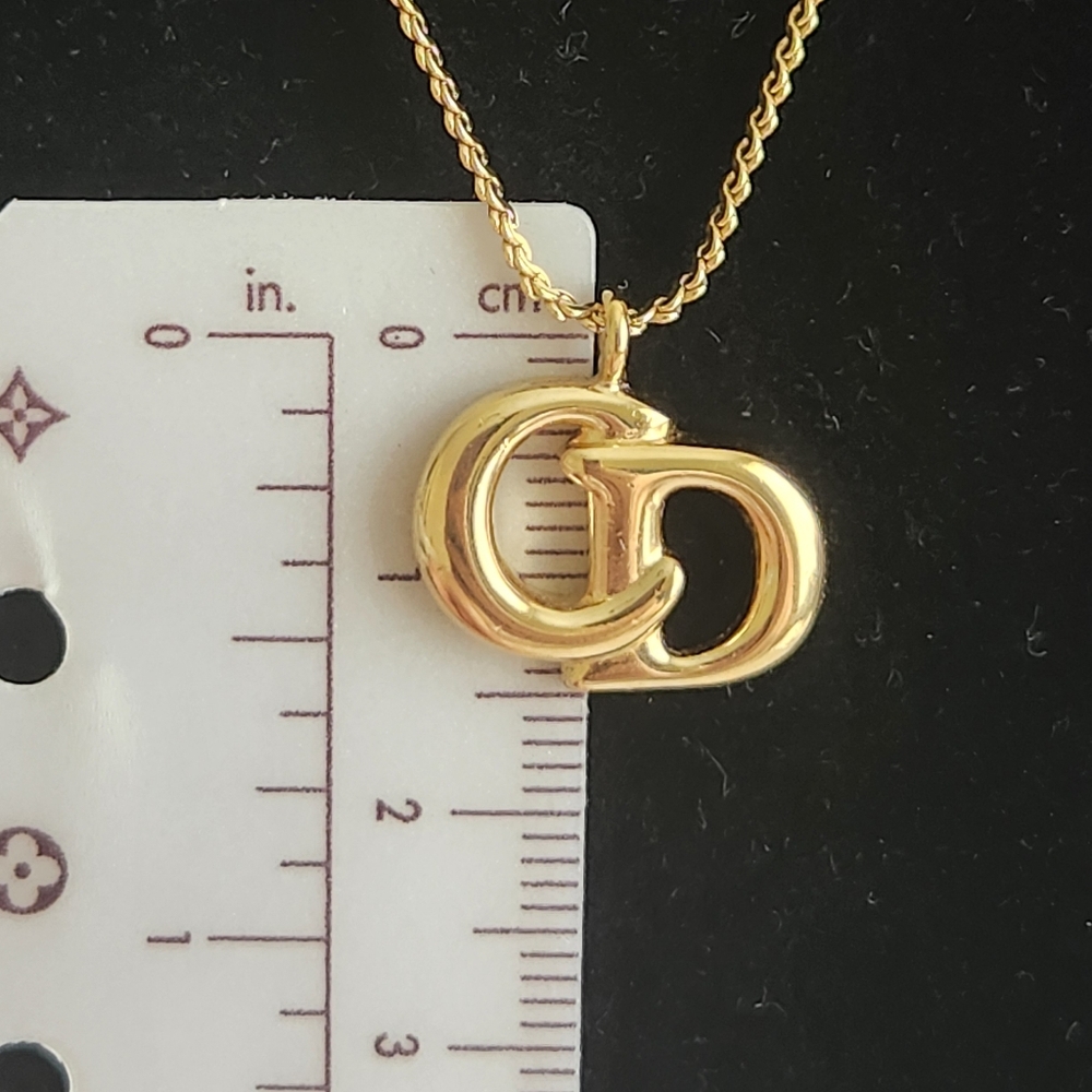 Christian Dior CD Logo Gold Tone Necklace ooo - Picture 3 of 4